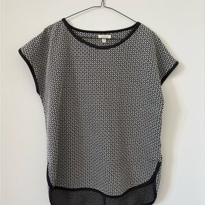 Max Studio Black and Cream Geometric Blouse M